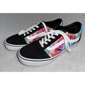 Vans Old Skool Women's Size 8.5 Sneakers Skate Shoes Tie-Dye Spiral Black Pink
